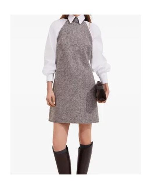 Brunello Cucinelli Gray Herringbone Tweed Dress