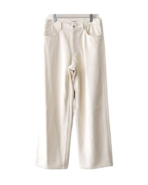 Auralee Natural Button Detailed Wide Leg Jeans for men