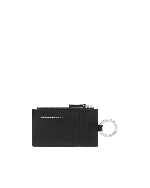 MM6 by Maison Margiela Black Logo Plaque Zip-Up Wallet for men