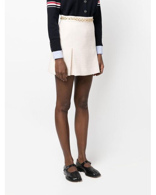 Gucci Natural A-Line Bouclé Miniskirt