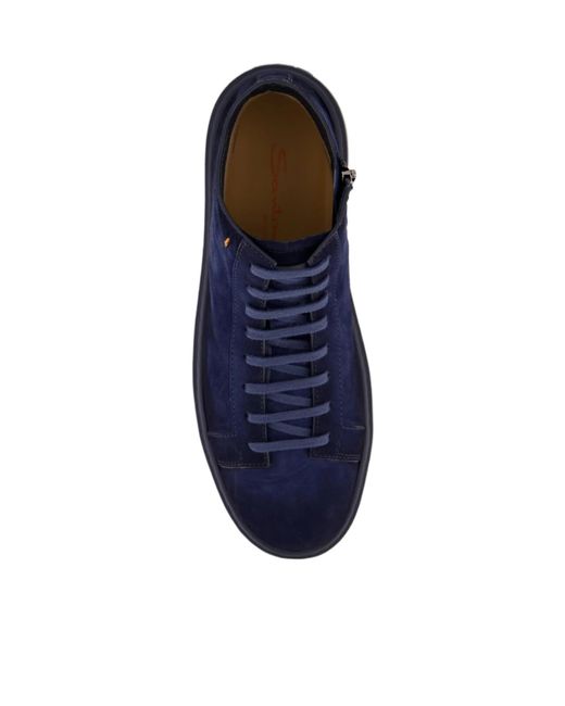 Santoni Blue High Lace-Up Sneakers for men