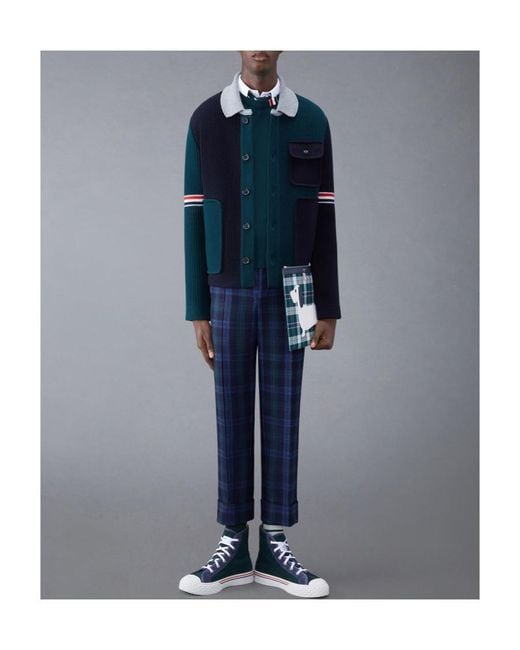 Thom Browne Green Rwb Stripe Detailed Crewneck Jumper for men