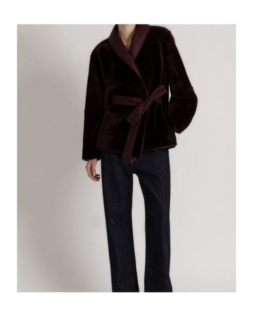 Alberta Ferretti Purple Reversible Short Shearling Coat