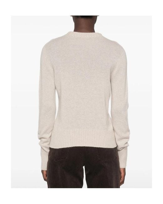 Aragona Natural Ribbed-Trim Crew Neck Sweater
