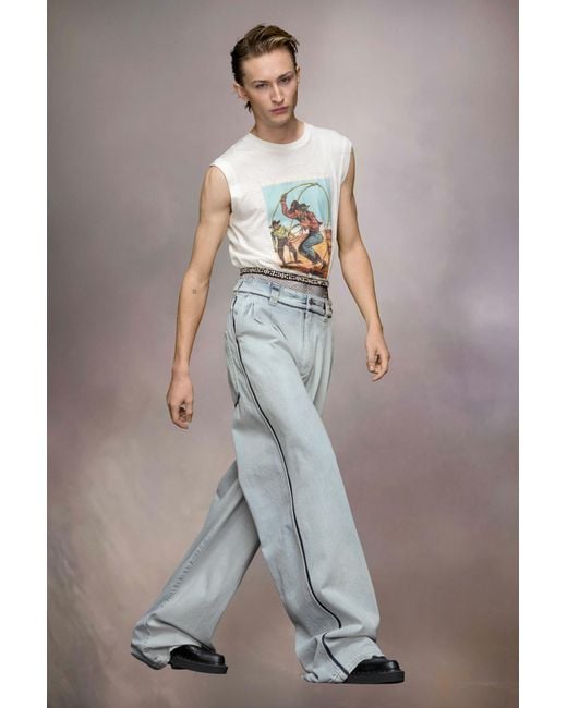 Maison Margiela Blue Memory Wide-Leg Pleated Jeans