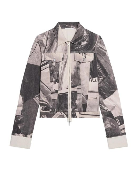 Helmut Lang Gray Car-Print Denim Shirt Jacket for men