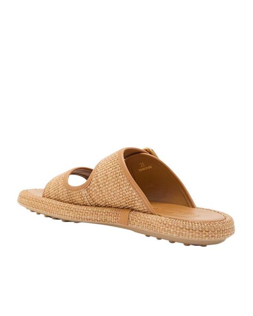 Tod's Brown Straw Sandals