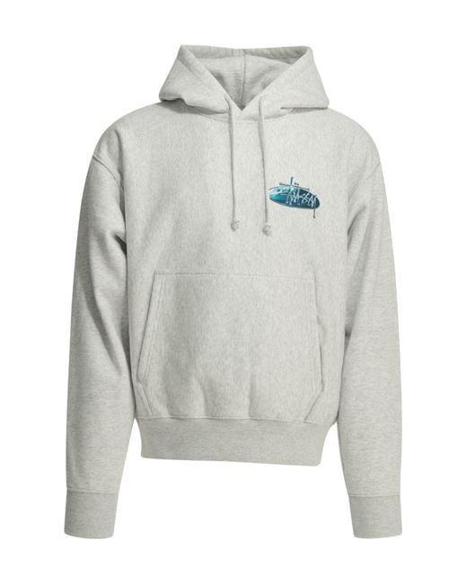 Stussy Gray Stüssy Oval Logo Hoodies for men