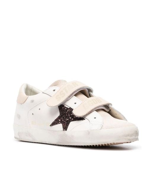 Golden Goose Deluxe Brand White Old School Logo-Appliqué Sneakers