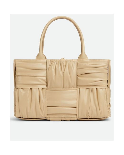 Bottega Veneta Natural Arco Woven Pleated Tote Bag