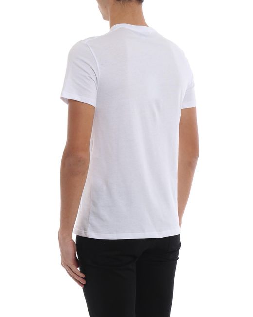McQueen White Printed T-Shirts With Flowers And Skulls for men