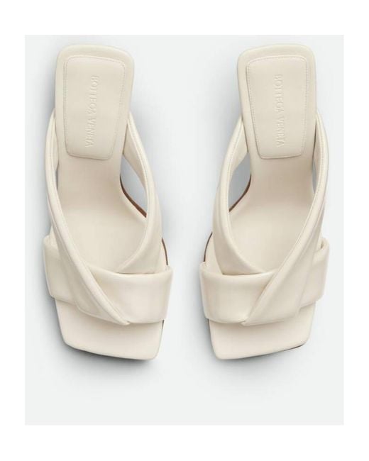 Bottega Veneta White Riva Padded Heeled Sandals