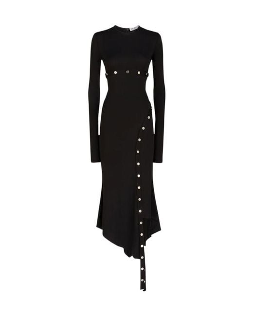 The Attico Black The Asymmetric Convertible Long-Sleeved Midi Dress