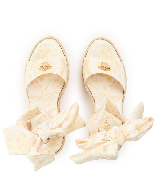 Versace Metallic Straw Wedge Heel Shoes