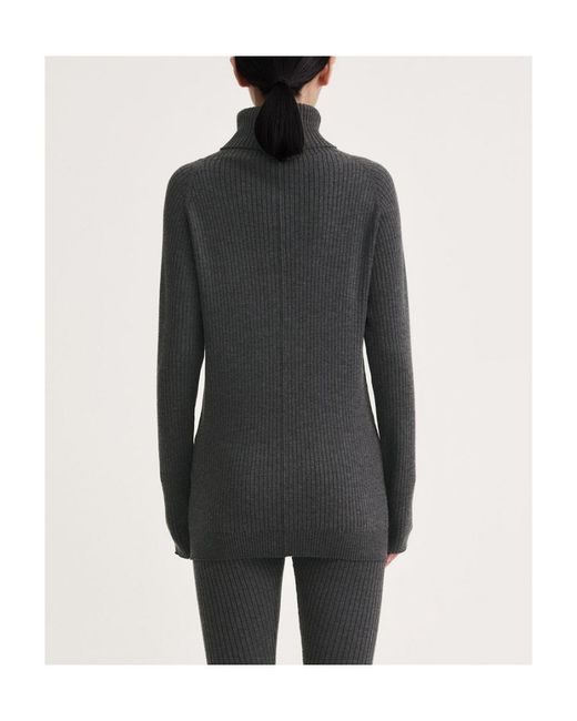 Totême  Blue Totême Ribbed Turtleneck Sweater