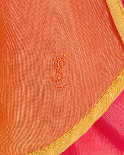 Saint Laurent Orange Logo Embroidered Color-Block Shorts