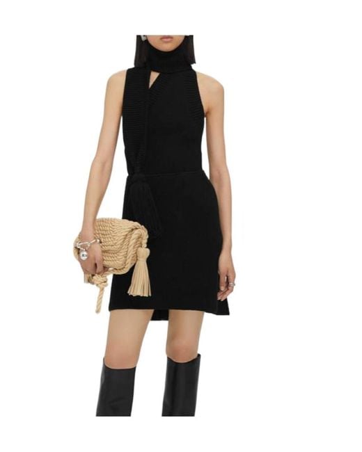 Bottega Veneta Black Wraparound Neck Tassel Embellished Top