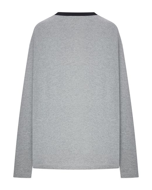 Miu Miu Gray Logo Crew Neck T-Shirt