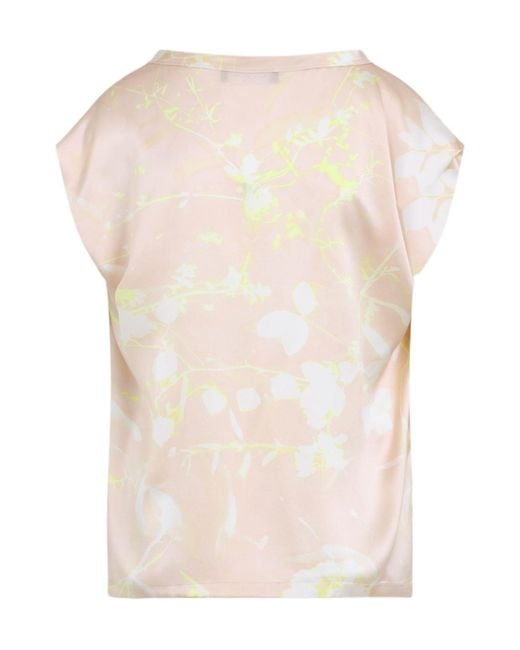 Fabiana Filippi Natural Graphic Printed Sleeveless Satin Top