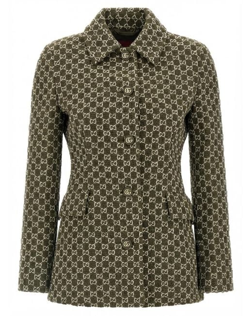 Gucci Green Gg Bouclé Cotton Jacket