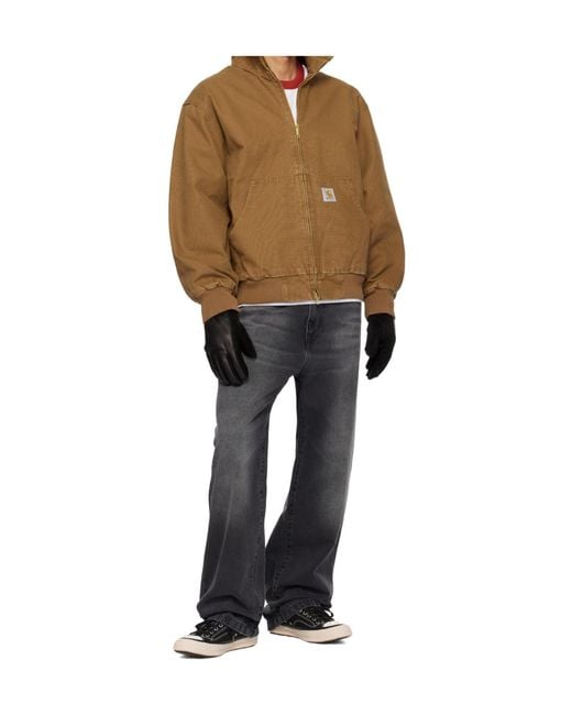 Carhartt Brown Ravon Logo-Patch Zip-Up Jacket for men