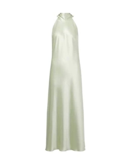 Galvan White Sienna Scarf-Detail Satin Maxi Dress