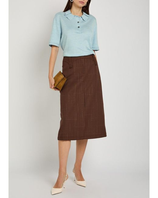 Tory Burch Blue Silk Lapel Top