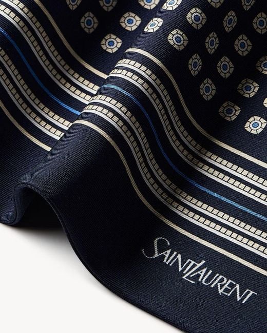 Saint Laurent Blue Lavallière Motifs Mini Scarf for men