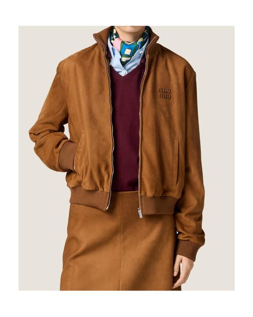Miu Miu Brown Waxed Suede Jacket