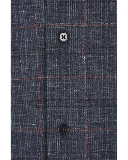Jil Sander Blue Checked Buttoned Shirt for men