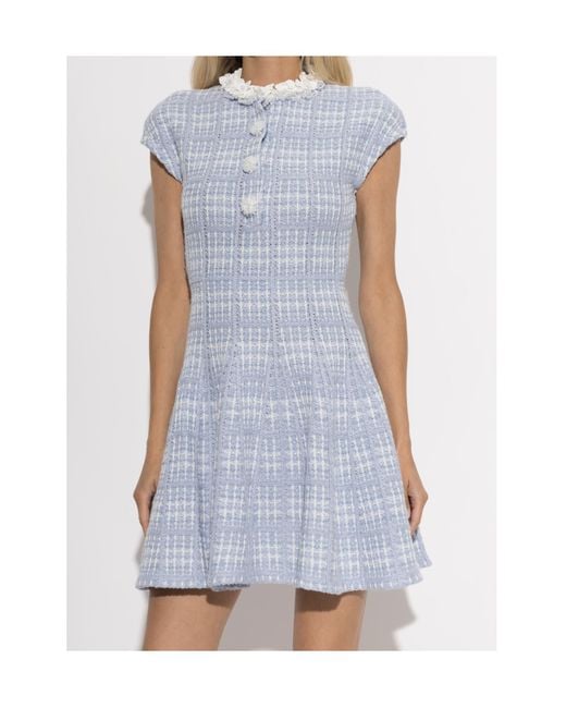 Self-Portrait Blue Round-Neck Dress