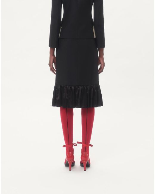 Valentino Black Bow Detailed Ruffled Hem Skirt