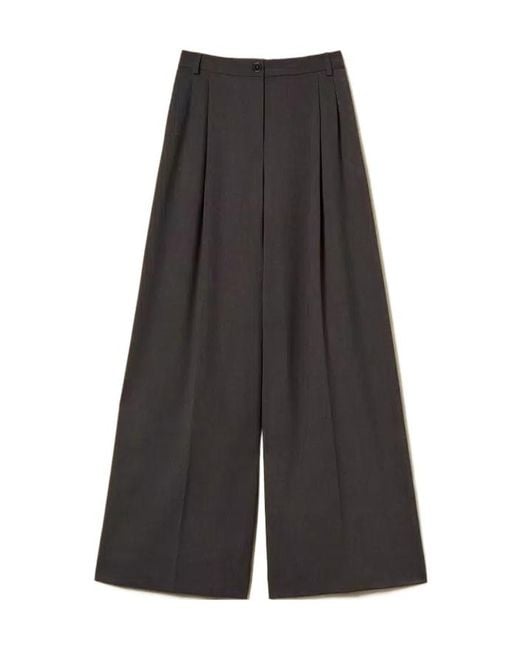 Twinset Gray Palazzo Pleats Trousers