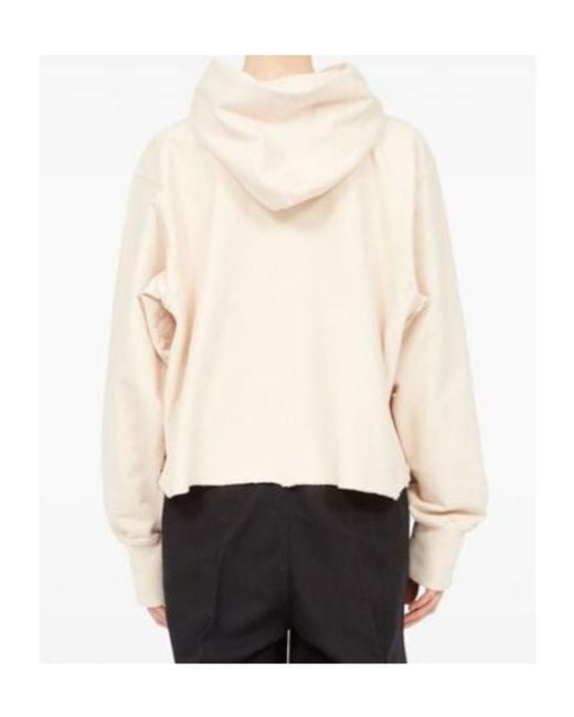 Maison Margiela Natural Logo Detailed Raw-Cut Hem Hoodie