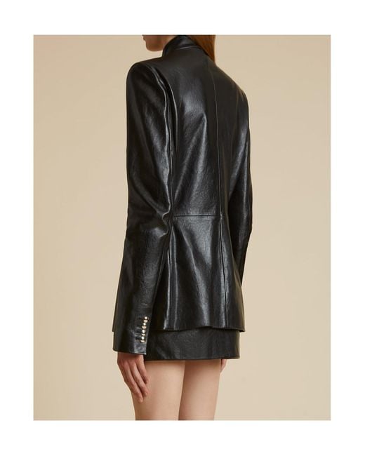 Khaite Black Standing Collar Leather Jacket