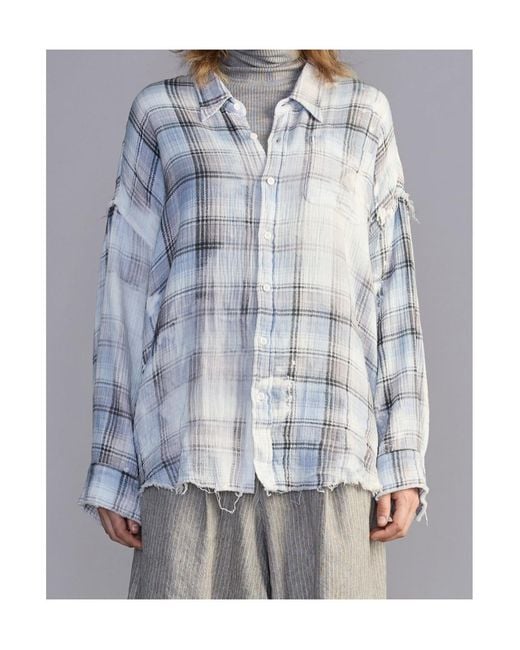 R13 Multicolor Shredded Seam Drop Neck Shirt