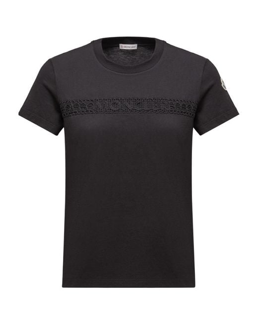 Moncler Black Embroidered Logo T-Shirt