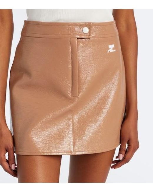 Courreges Brown Reedition Vinyl Miniskirt
