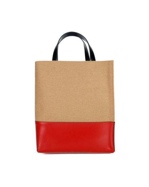 Marni Red Panelled Tote Bag
