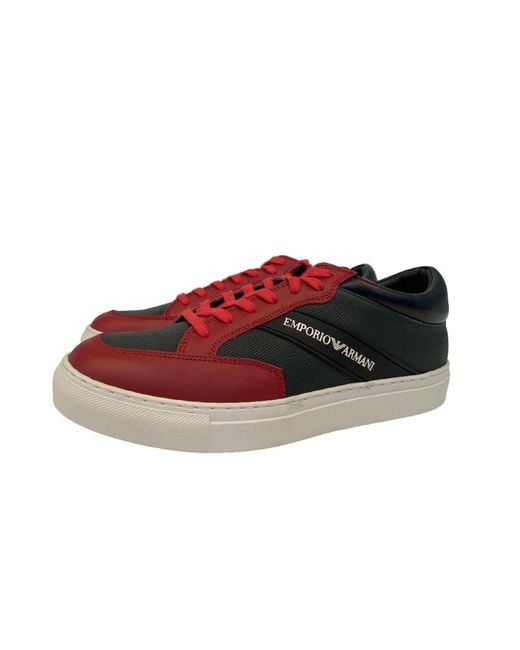 Emporio Armani Red Logo Casual Sneakers for men