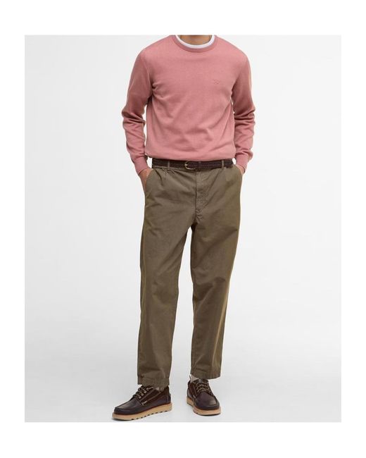 Barbour Pink Crew-Neck Cotton Jumper for men