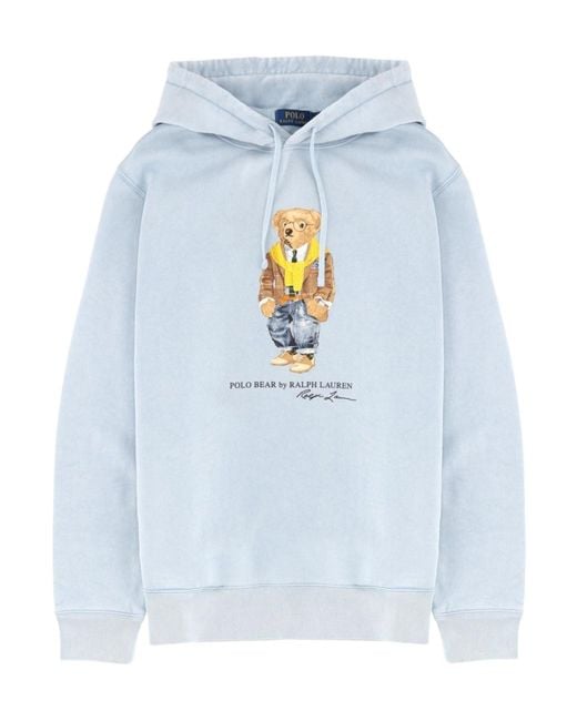 Polo Ralph Lauren Blue Logo Print Drawstring Hoodie for men