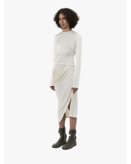 J.W. Anderson White Asymmetric Draped Midi Dress