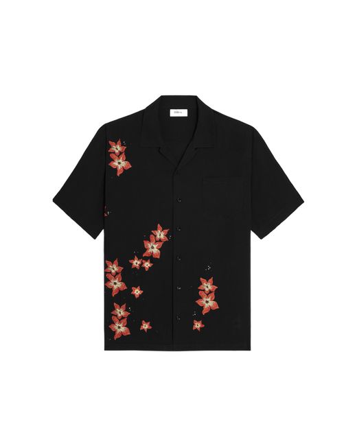 Céline Black Embroidered Hawaiian Shirt for men