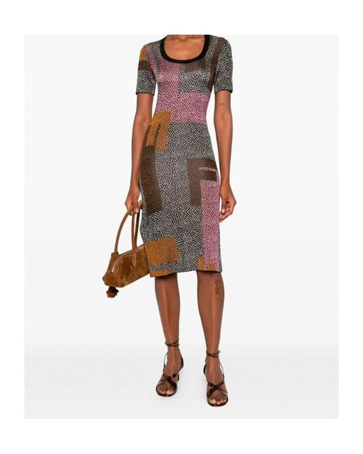 Fendi Multicolor Geometric-Print Midi Dress