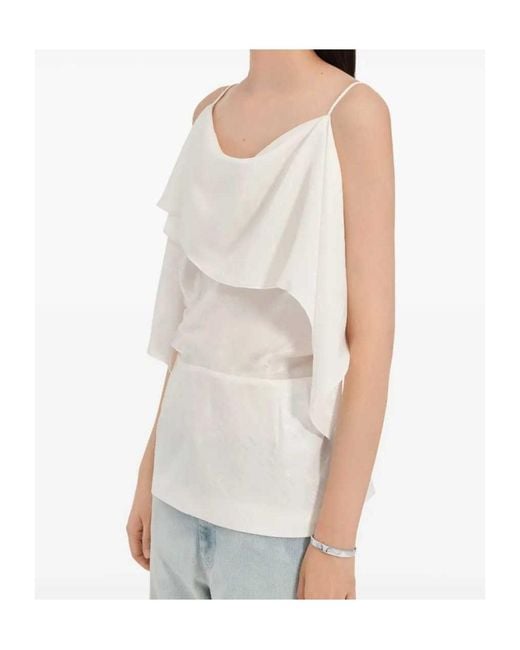 MM6 by Maison Margiela White Thin-Strapped Tank Top