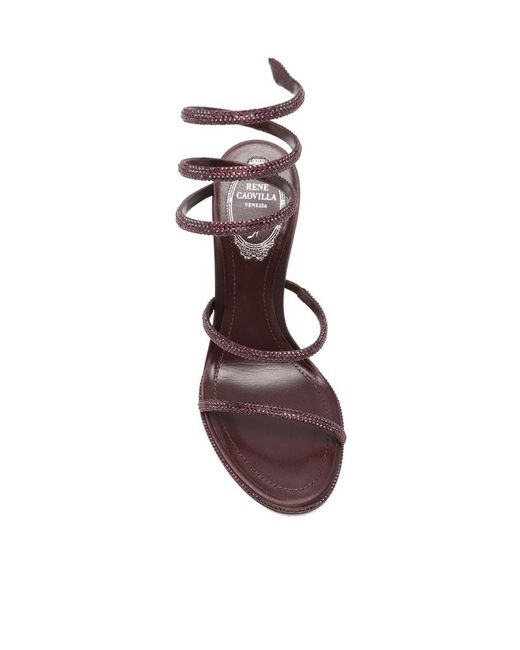 Rene Caovilla Metallic Round-Toe High-Heeled Sandals