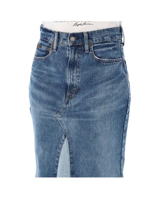 Polo Ralph Lauren Blue Denim Quilted Mid-Length Skirt