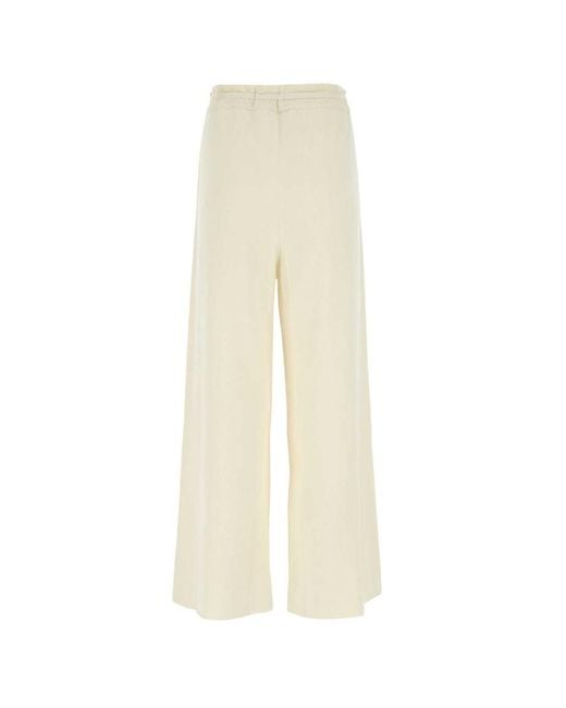 Jil Sander Natural Drawstring Wide-Leg Trousers