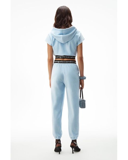 Alexander Wang Blue Cropped Corduroy Hoodie